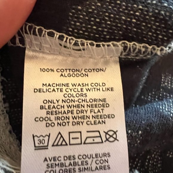 NWOT! Loft 100% Cotton Long Sleeve T-Shirt - Navy and White Jacquard - Size M - Picture 5 of 5